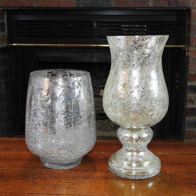 Crackle glass candle holder and vase