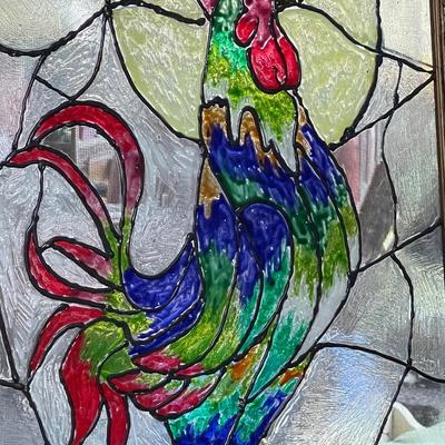 Rooster Painting On Glass