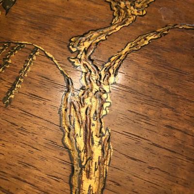 Mid century Japanese inlaid dining table with 6 chairs