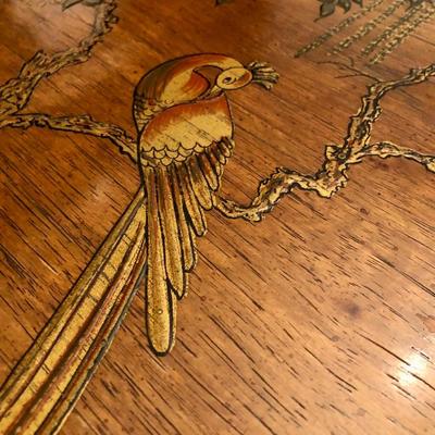 Mid century Japanese inlaid dining table with 6 chairs