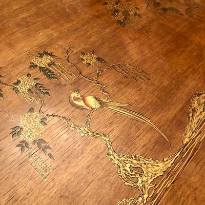 Mid century Japanese inlaid dining table with 6 chairs