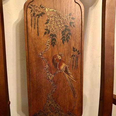 Mid century Japanese inlaid dining table with 6 chairs