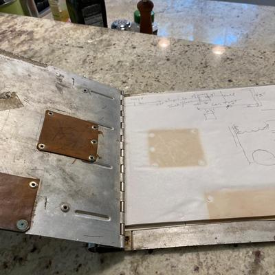 Vintage Metal Sta-Open Clip Board with Leather Pencil Holder / Flap and Kerr Drawings