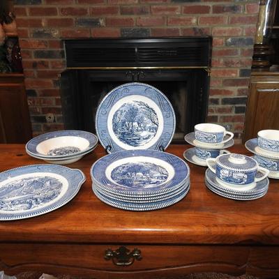 Courier and Ives dishes