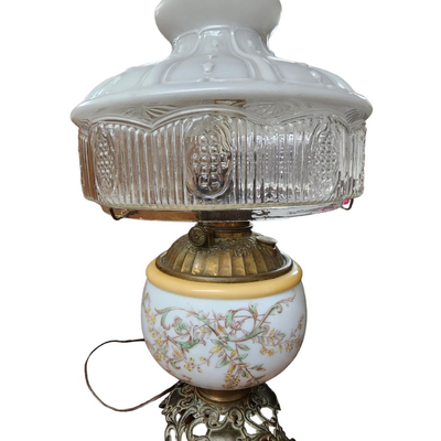 Smoked Glass Top Lamp Floral Design 18