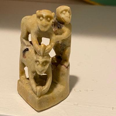 MCM Soapstone Sculpture Three Monkeys