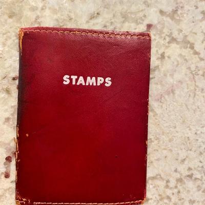 Vintage Leather Stamp Wallet w Plastic Sleeves