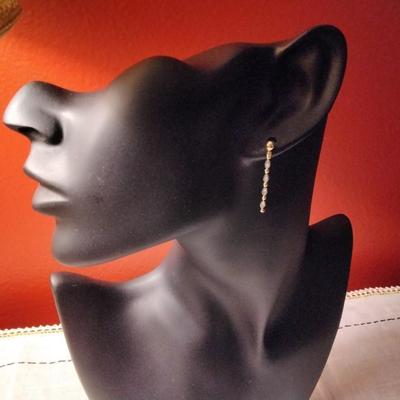 Genuine .10ctw H-SI Diamond 14K Yellow Gold 925 Sterling Silver Earrings