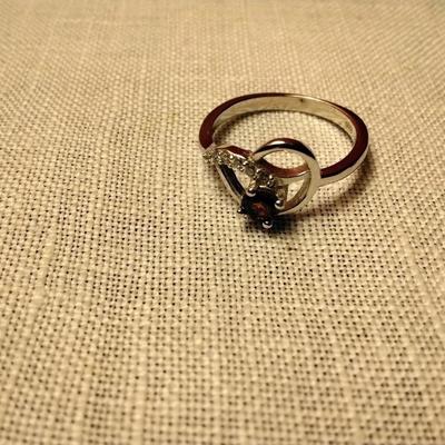 .30ctw Garnet & White Sapphire 925 Sterling Silver Ring Size 6.5