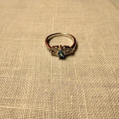 .35ctw Swiss Topaz & White Sapphire 925 Sterling Silver Ring Size 6