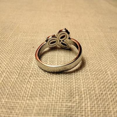 85ctw Coral & White Sapphire 925 Sterling Silver Ring Sz. 6.5