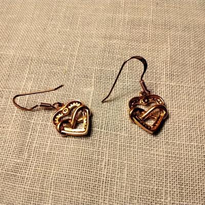 .26ctw H-SI Diamond 14K Rose Gold 925 Silver Heart Dangle Earrings