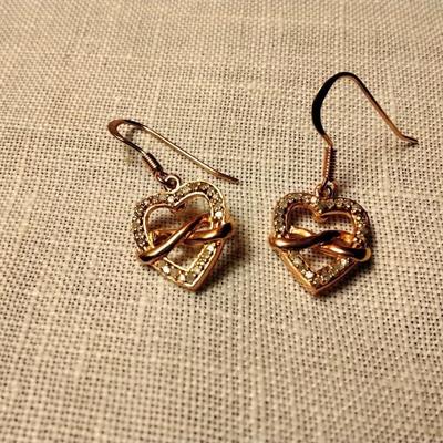 .26ctw H-SI Diamond 14K Rose Gold 925 Silver Heart Dangle Earrings