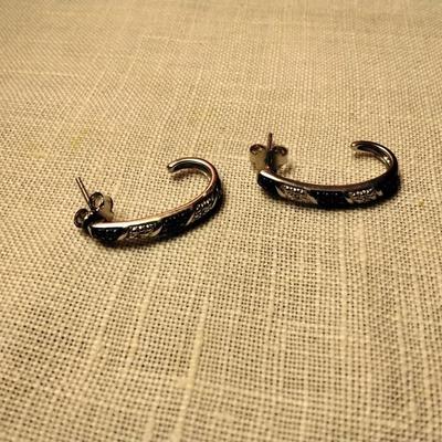 .06ctw Fancy Black & H-SI Diamond 925 Sterling Silver Earrings
