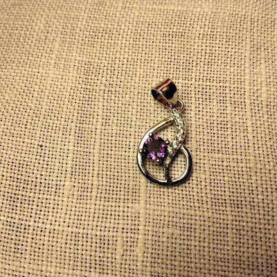 .30 ctw Amethyst & White Sapphire 925 Sterling Silver Pendant