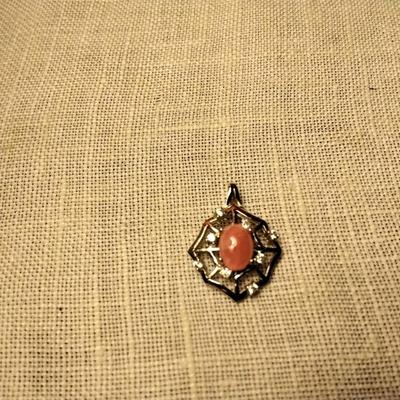 .85 ctw Rhodochrosite & White Sapphire 925 SS Pendant