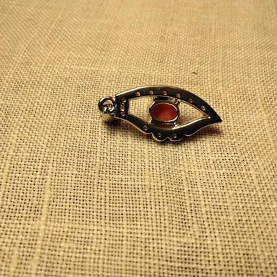 .95 ctw Coral & White Sapphire 925 SS Pendant