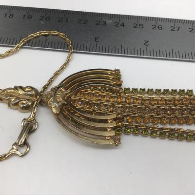 Vintage Gold Tone Rhinestone Necklace