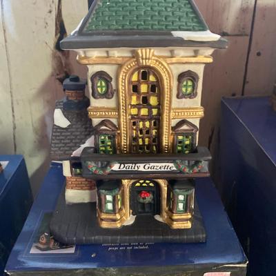 Christmas village buildings barn trinket boxes caroling family
