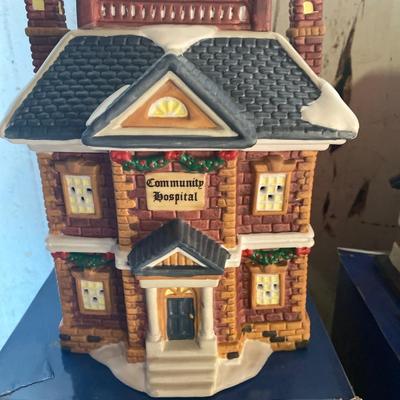 Christmas village buildings barn trinket boxes caroling family
