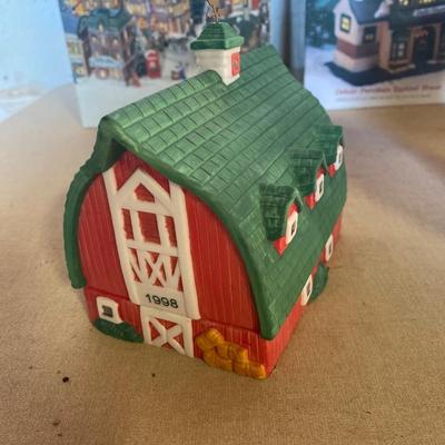 Christmas village buildings barn trinket boxes caroling family
