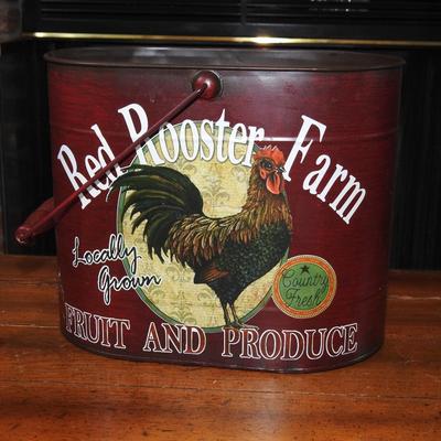 Red rooster farm bucket