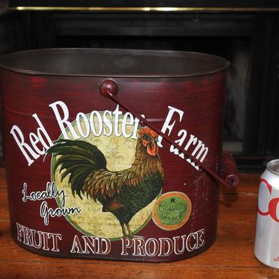 Red rooster farm bucket