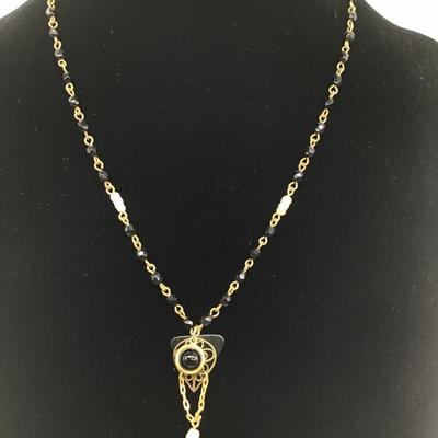 Vintage Black Glass Beaded Necklace