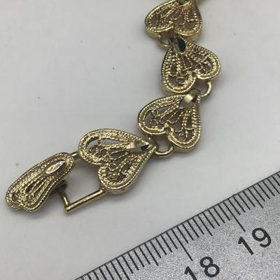 Vintage Gold Tone Heart Bracelet