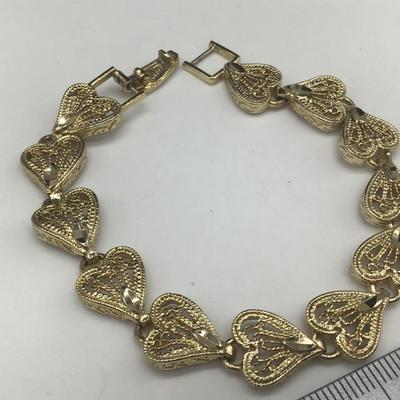 Vintage Gold Tone Heart Bracelet