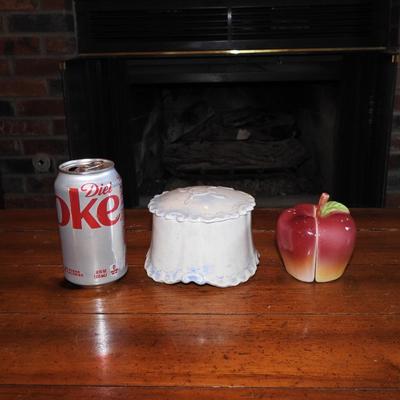 Sydney lidded jar and salt and pepper shakers apple