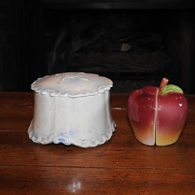 Sydney lidded jar and salt and pepper shakers apple