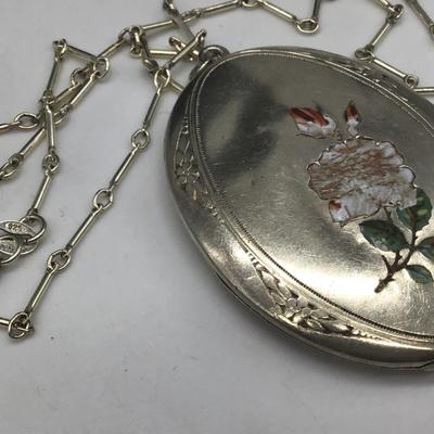 Vintage Large Silver 925 Locket With Silver Chain