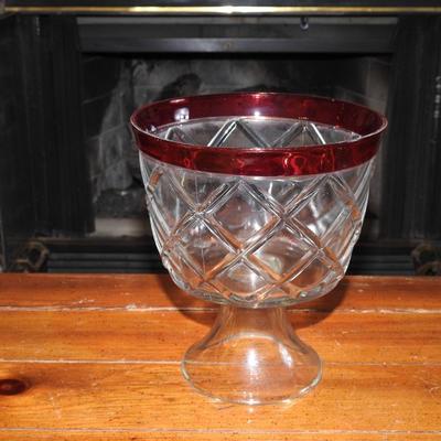 Indiana glass ruby band trifle bowl