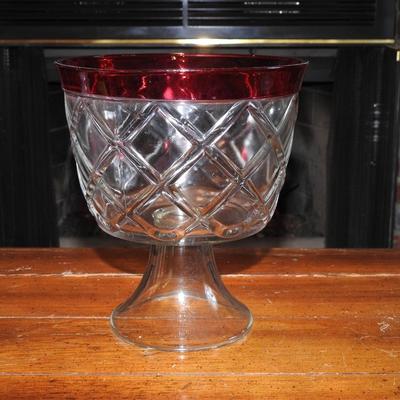 Indiana glass ruby band trifle bowl