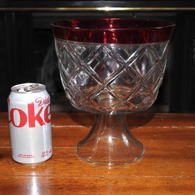 Indiana glass ruby band trifle bowl
