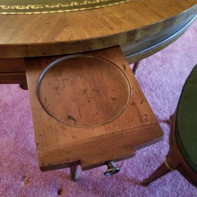 Leather Top Round Game Table + Chairs  (D-JS)