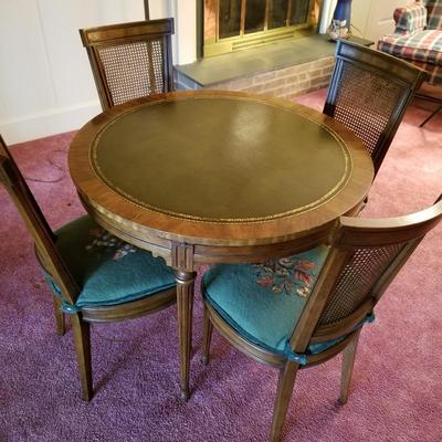 Leather Top Round Game Table + Chairs  (D-JS)