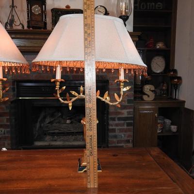Fabulous pair of metal candlestick lamps
