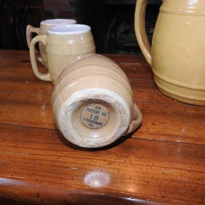 Beautiful pottery pitcher and mugs set