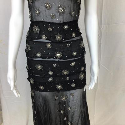 307 Antique Black Beaded Flapper Dress