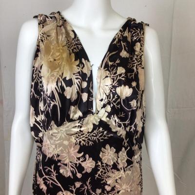 Lot 311 Black Silk Dress with Light Pink Floral Pattern & Cape-let