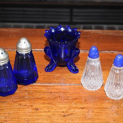 Boyd glass toothpick holder salt and pepper shakers