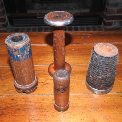 Collection of wooden bobbins