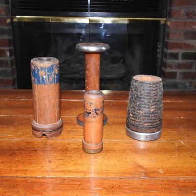 Collection of wooden bobbins
