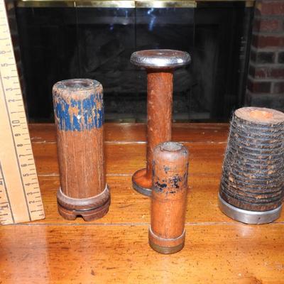 Collection of wooden bobbins