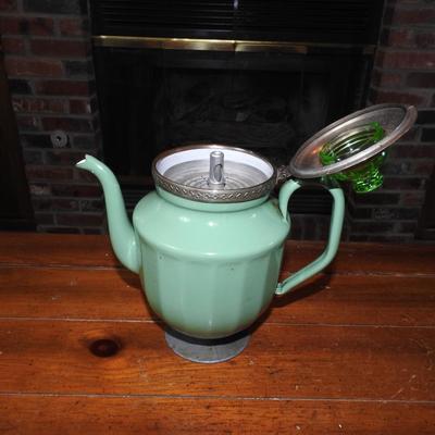 Beautiful vintage green coffee pot