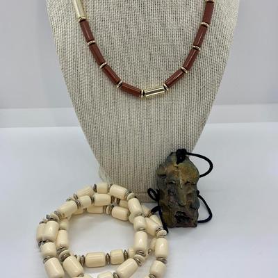 LOTJ2R: Vintage Beaded Necklaces & Handcrafted Pendant on Satin Cord