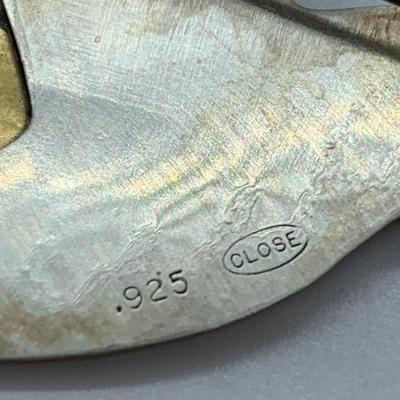 LOT J8R: Beautiful Sterling Silver (925) & Goldtone Humming Bird Pin w/Pearl on Beak