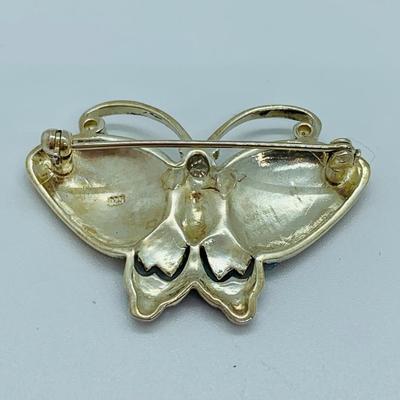 LOT 9R: Vintage Enamel & Marquisate Sterling Silver Butterfly Pin